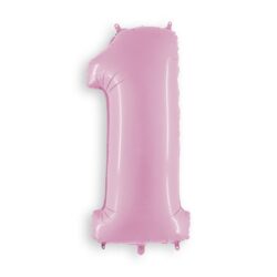 FOIL BALLOON NUMBER 1 PASTEL PINK 172904 32IN