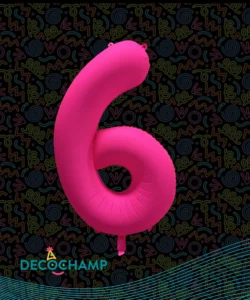 DECO NUMBER 6 NEON PINK 34IN