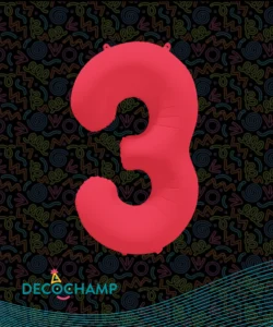 DECO NUMBER 3 NEON RED 34IN