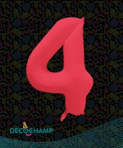 DECO NUMBER 4 NEON RED 34IN