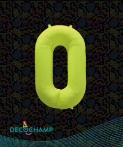 DECO NUMBER 0 NEON YELLOW 34IN