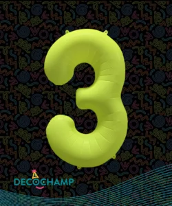 DECO NUMBER 3 NEON YELLOW 34IN