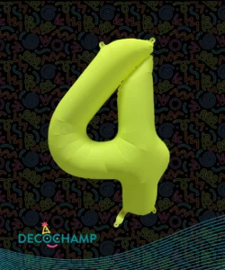 DECO NUMBER 4 NEON YELLOW 34IN