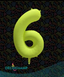 DECO NUMBER 6 NEON YELLOW 34IN