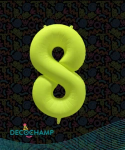 DECO NUMBER 8 NEON YELLOW 34IN