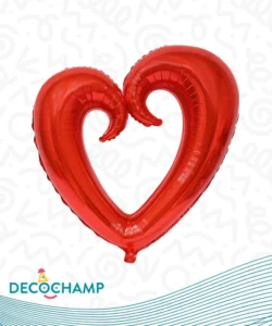 DECO HOLLOW HEART RED 65IN