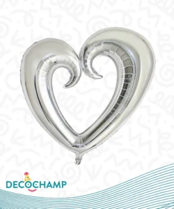 DECO HOLLOW HEART SILVER 65IN
